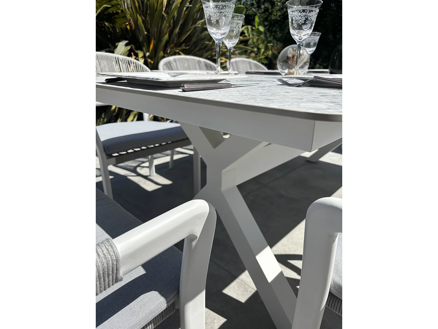 Serviço de jantar para jardim com 8 lugares - Branco