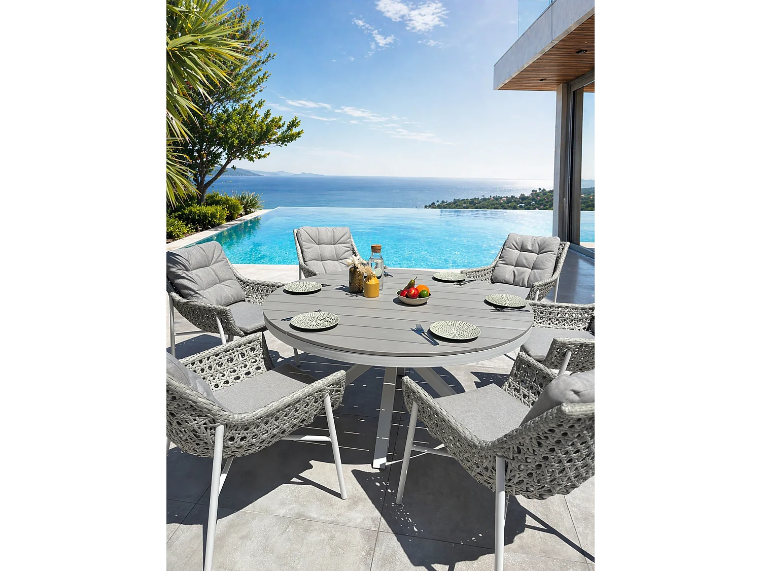 Ensemble repas de jardin 6 places - Blanc - ELBA