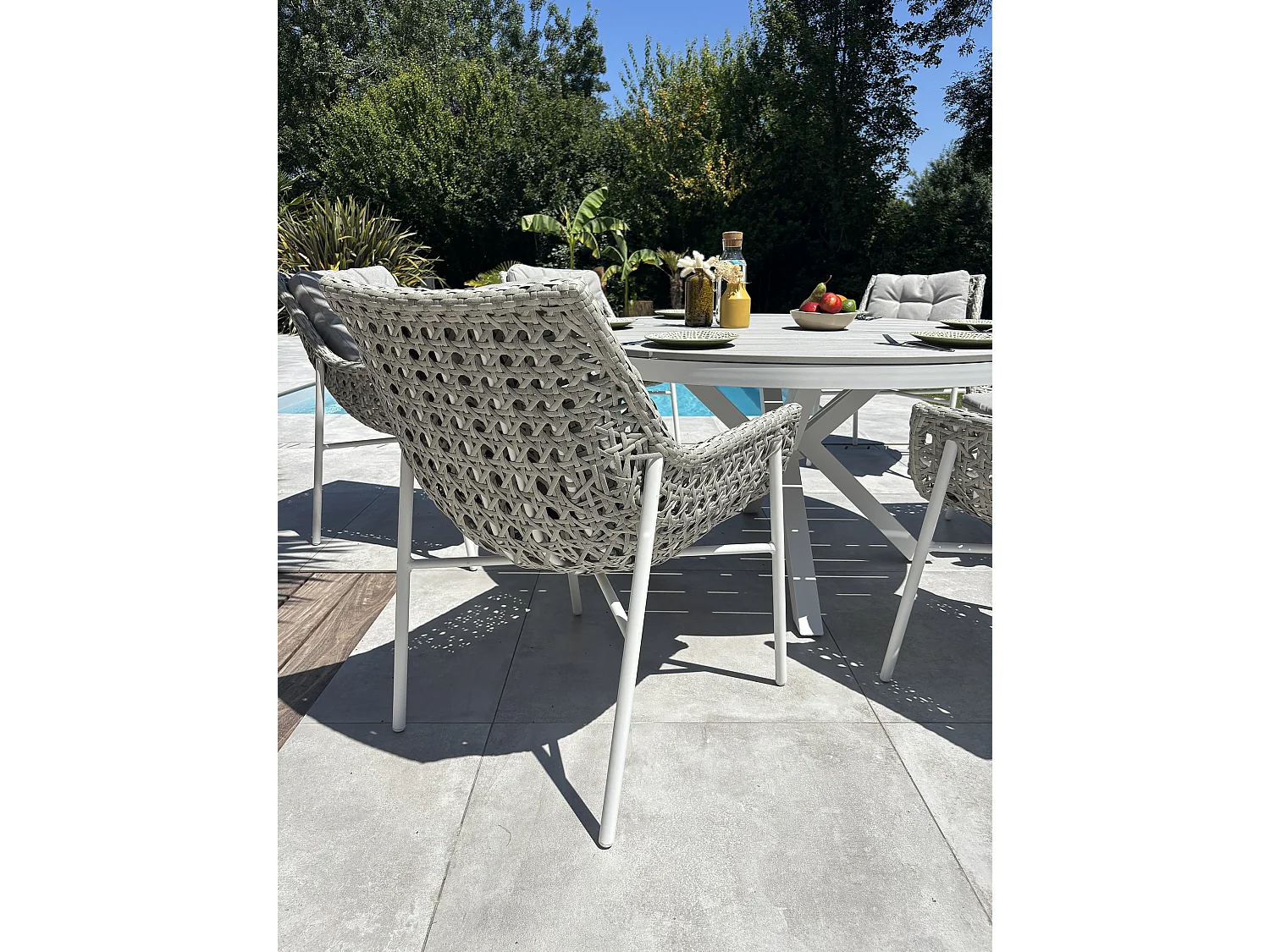 Ensemble repas de jardin 6 places - Blanc - ELBA