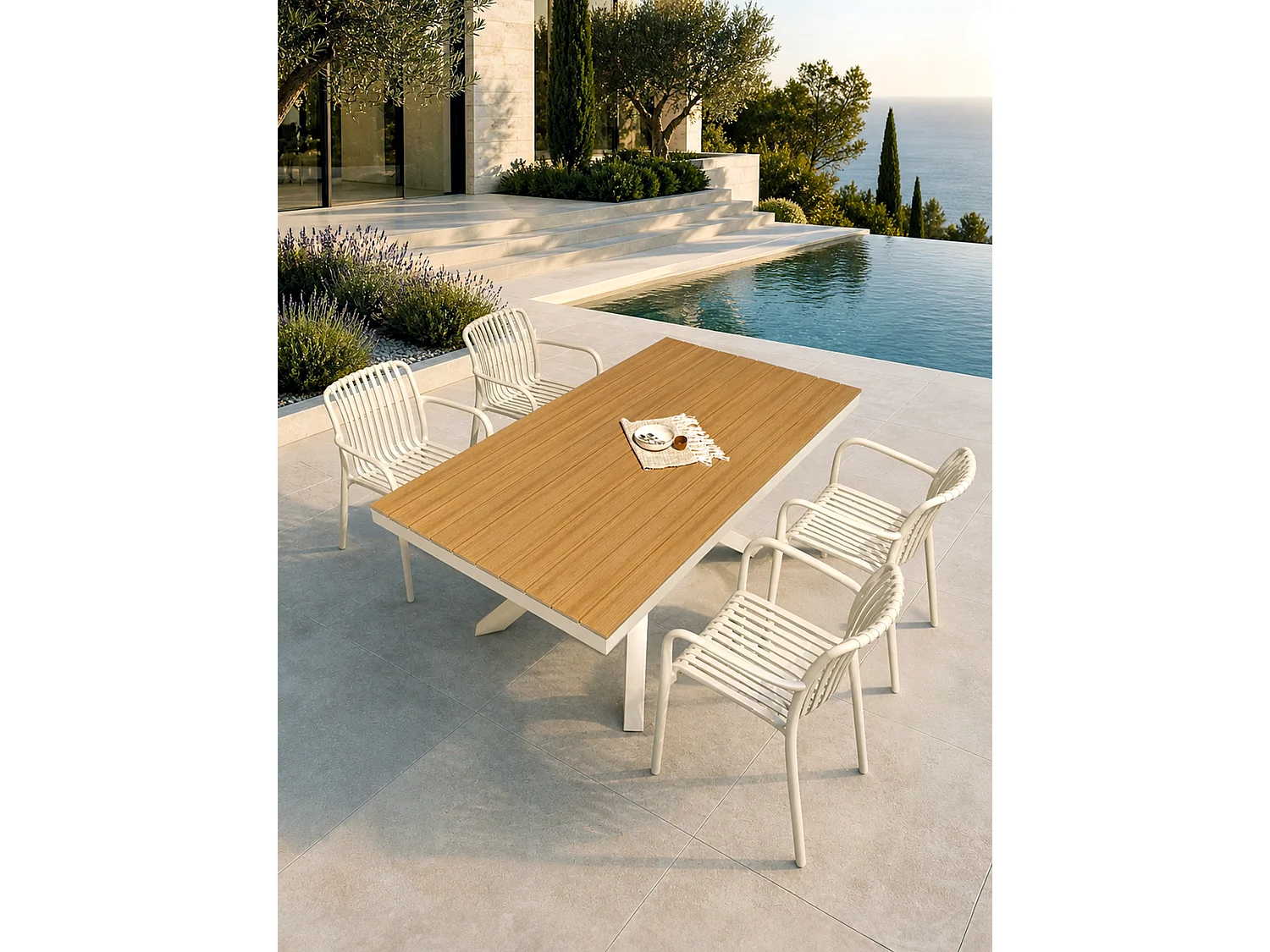 Set da pranzo da giardino in alluminio per 4 persone - Grigio greige