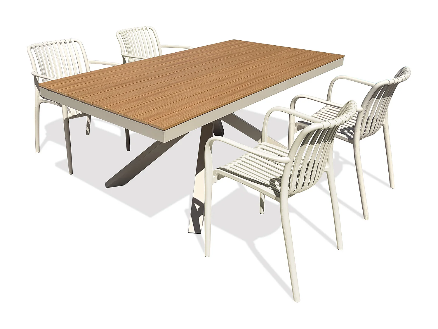 Set da pranzo da giardino in alluminio per 4 persone - Grigio greige
