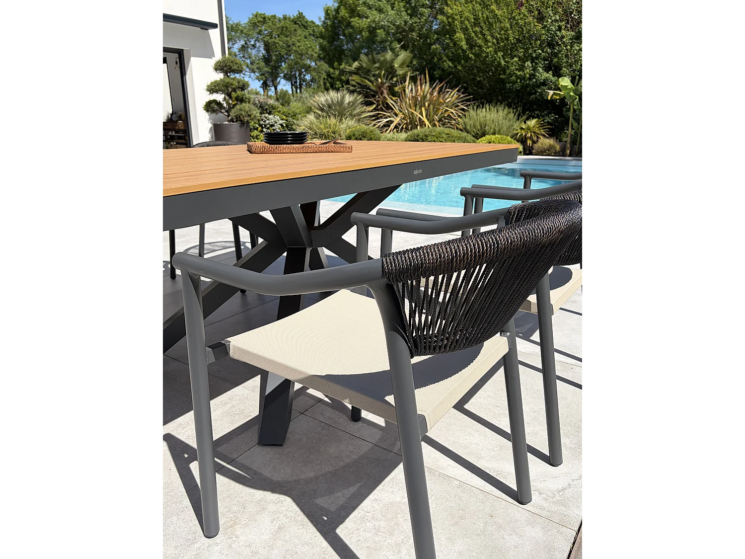 Set da pranzo da giardino in alluminio a 6 posti - Grigio antracite