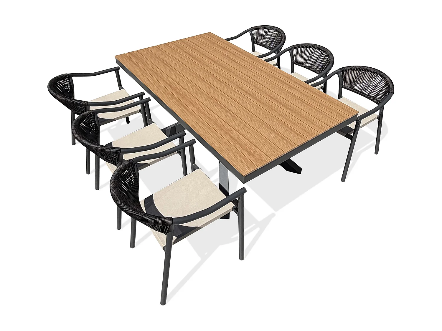 Set da pranzo da giardino in alluminio a 6 posti - Grigio antracite