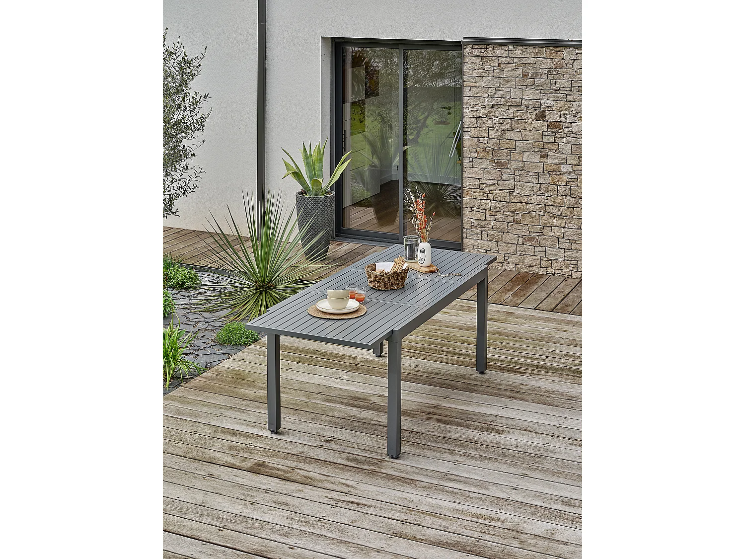 Table de jardin 8 places en aluminium - Gris anthracite - ORSINO