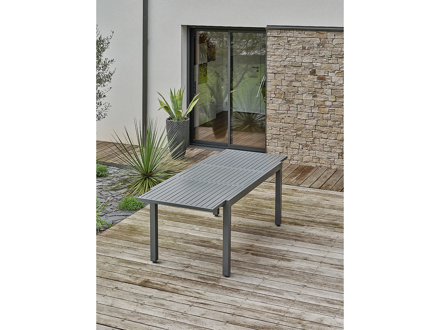 Table de jardin 8 places en aluminium - Gris anthracite - ORSINO