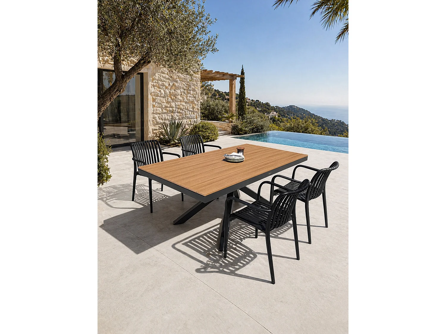 Set da pranzo da giardino in alluminio a 4 posti - Grigio antracite