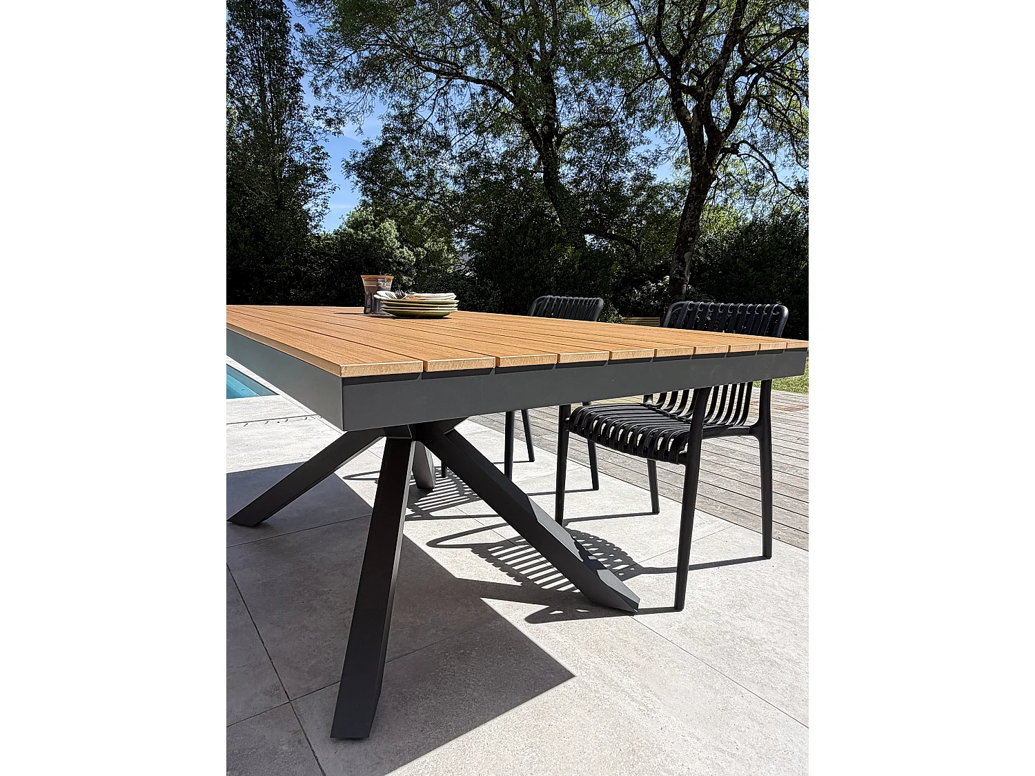 Set da pranzo da giardino in alluminio a 4 posti - Grigio antracite