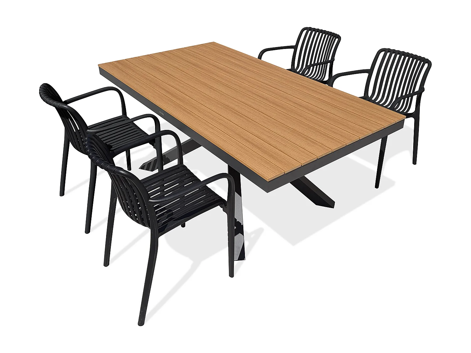 Set da pranzo da giardino in alluminio a 4 posti - Grigio antracite