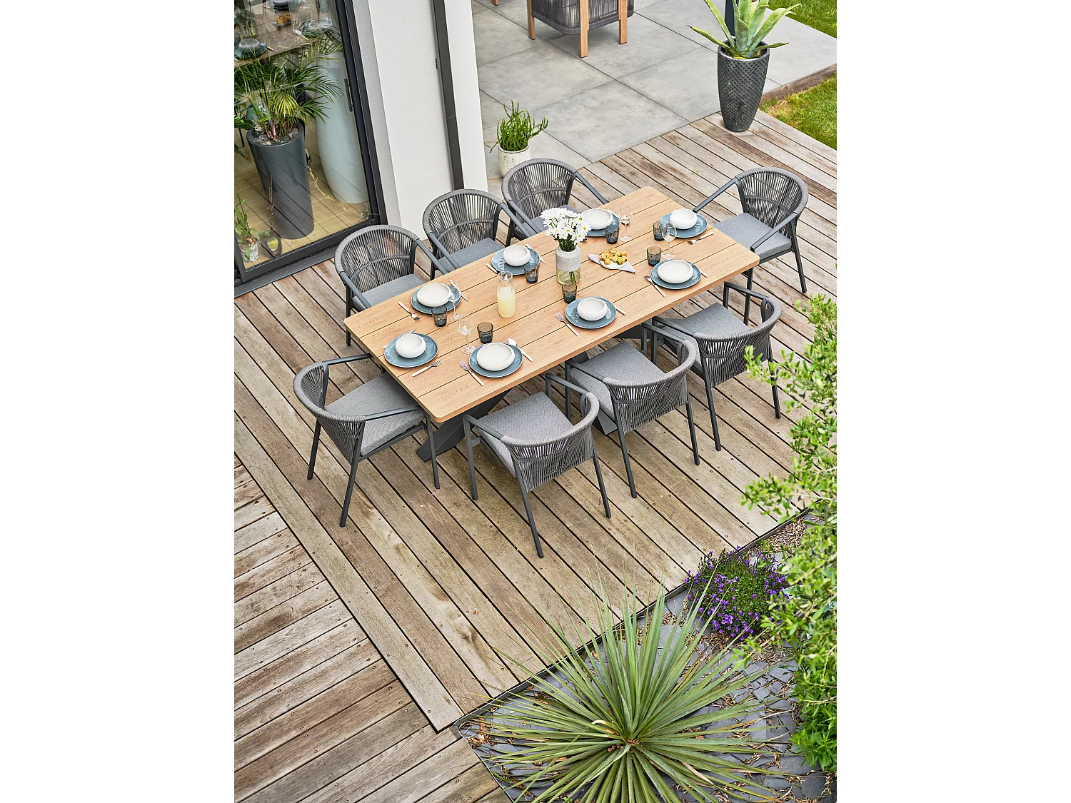 Ensemble repas de jardin 8 places - Gris anthracite - KELIA