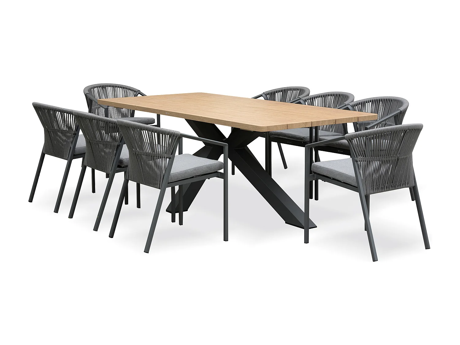 Ensemble repas de jardin 8 places - Gris anthracite - KELIA