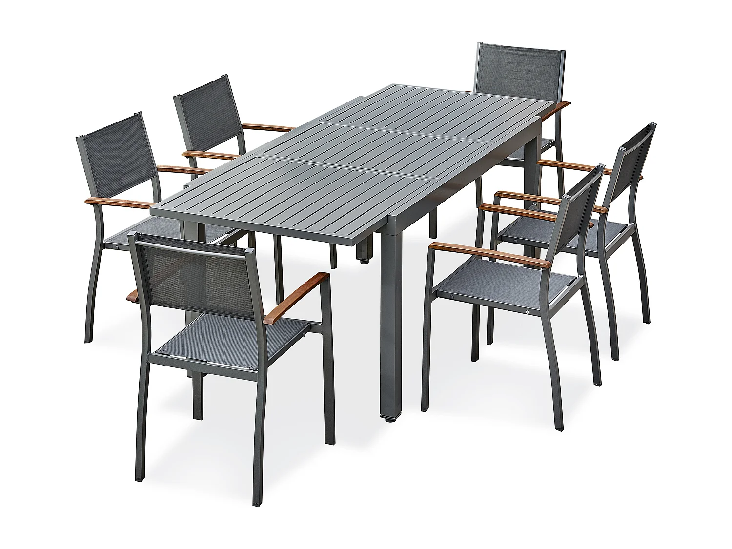 Ensemble repas de jardin 6 places - Gris anthracite - ORSINO
