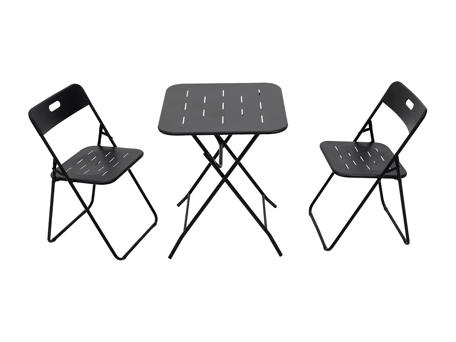 Set 3 pièces pliable : 2 chaises + 1 table, gain de place, confortable pour balcon, terrasse ou jardin – Brise d'Été