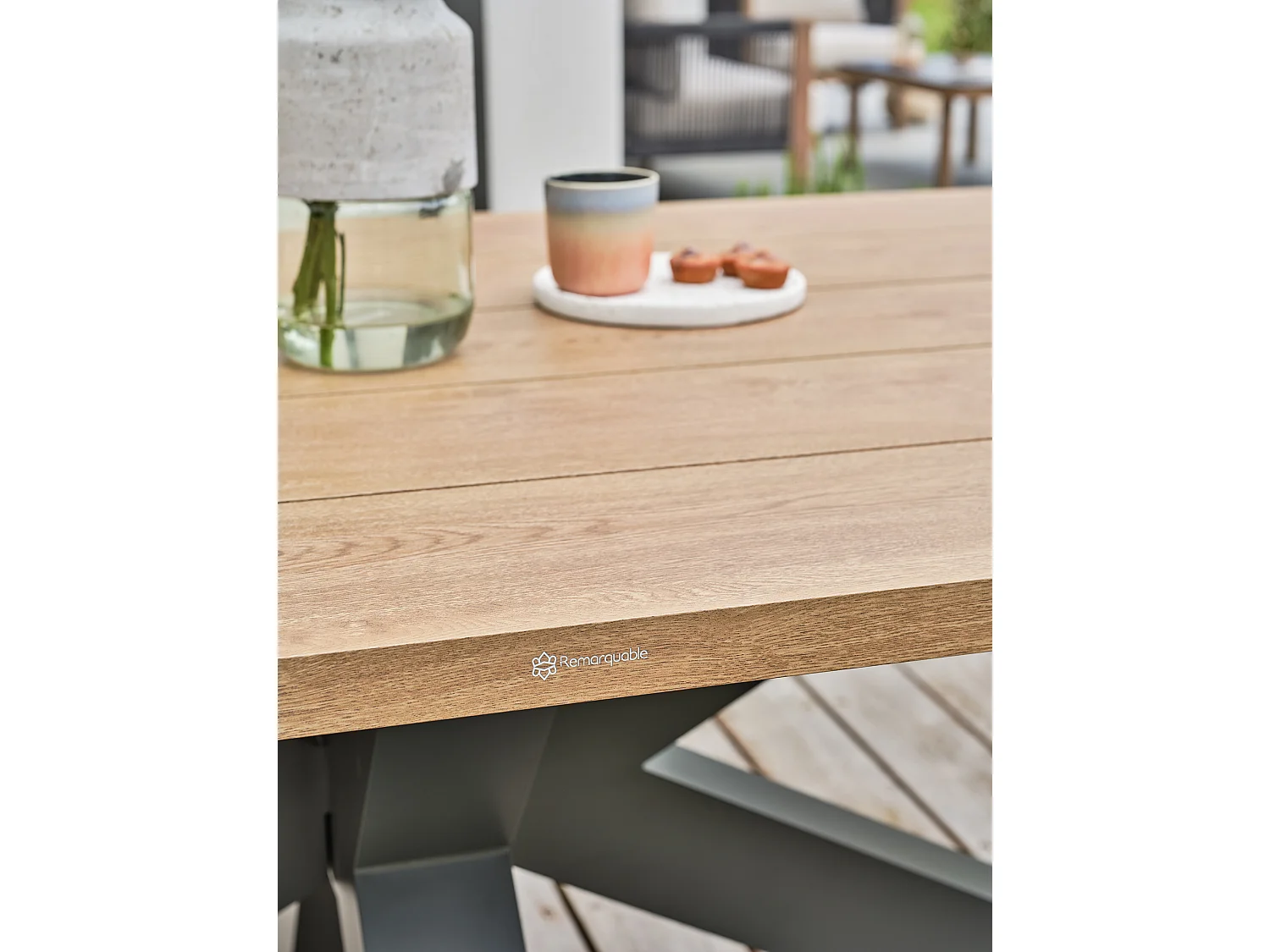 Table de jardin 8 places - Gris anthracite - KELIA