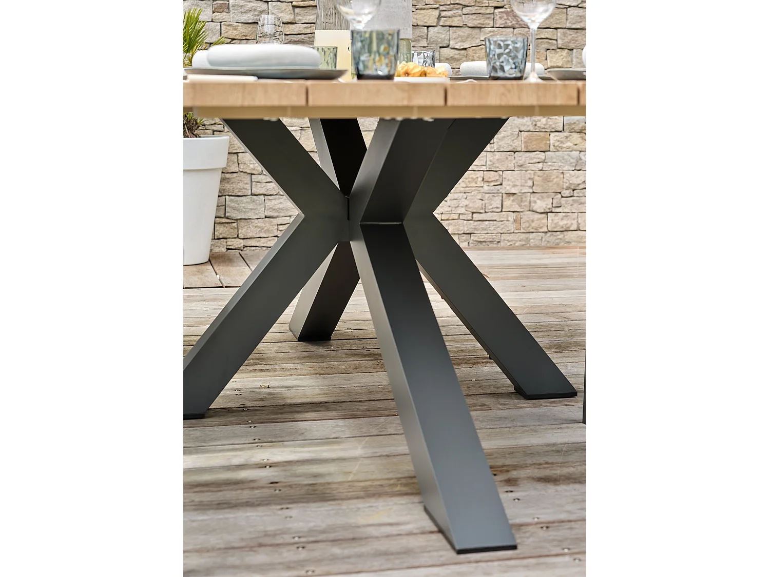 Table de jardin 8 places - Gris anthracite - KELIA