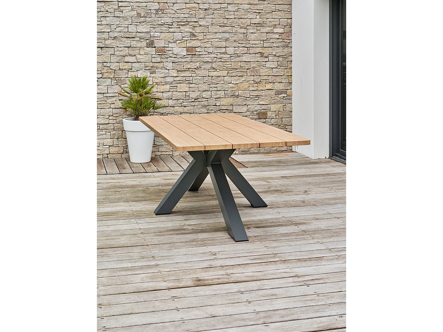 Table de jardin 8 places - Gris anthracite - KELIA
