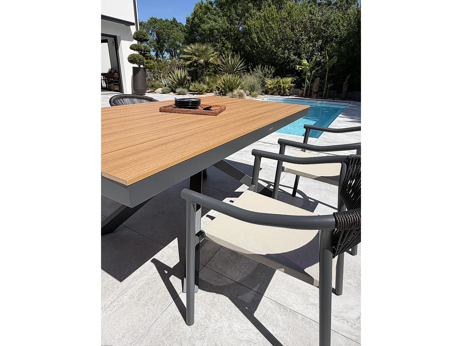 Set da pranzo da giardino in alluminio a 4 posti - Grigio antracite