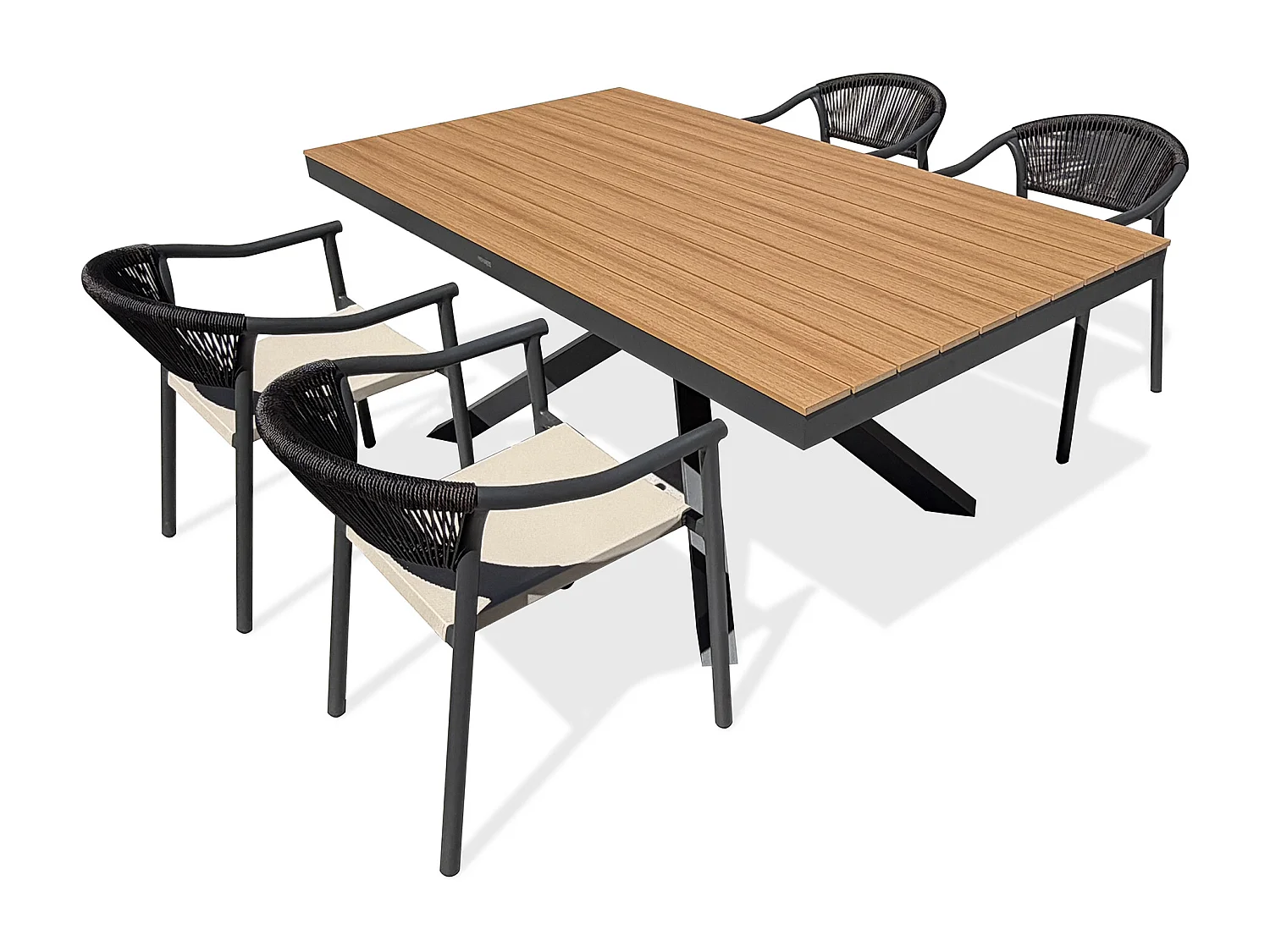 Set da pranzo da giardino in alluminio a 4 posti - Grigio antracite