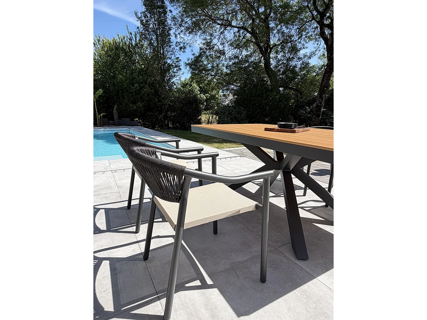 Set da pranzo da giardino in alluminio a 4 posti - Grigio antracite