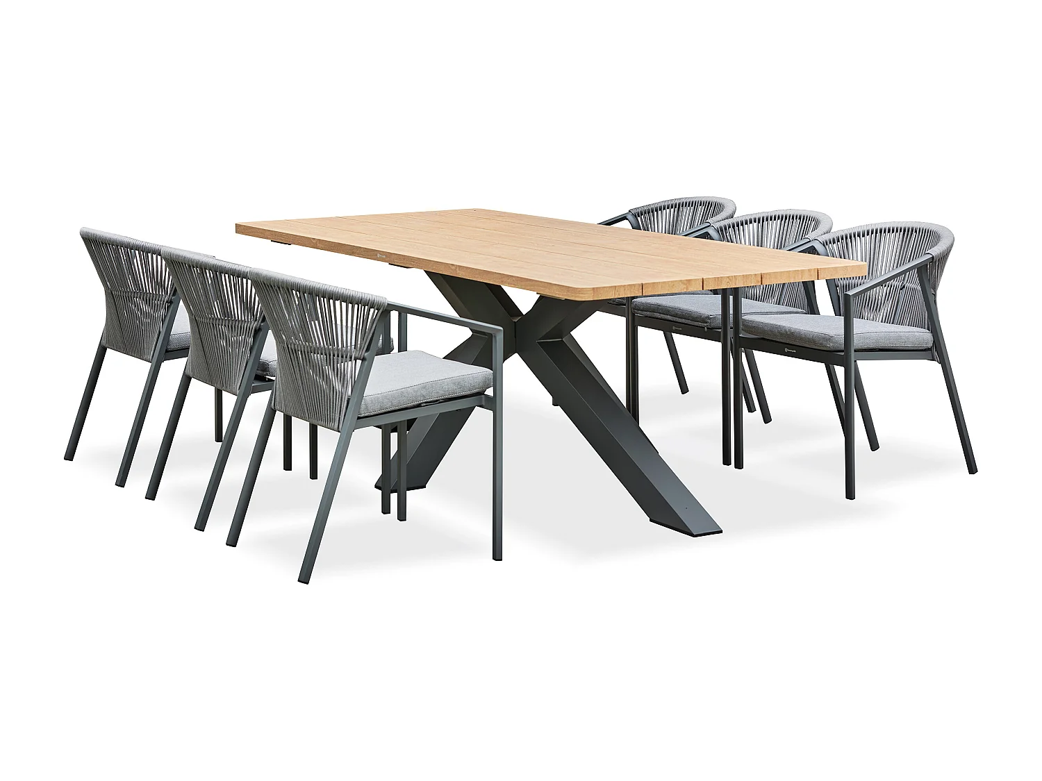 Ensemble repas de jardin 6 places - Gris anthracite - KELIA