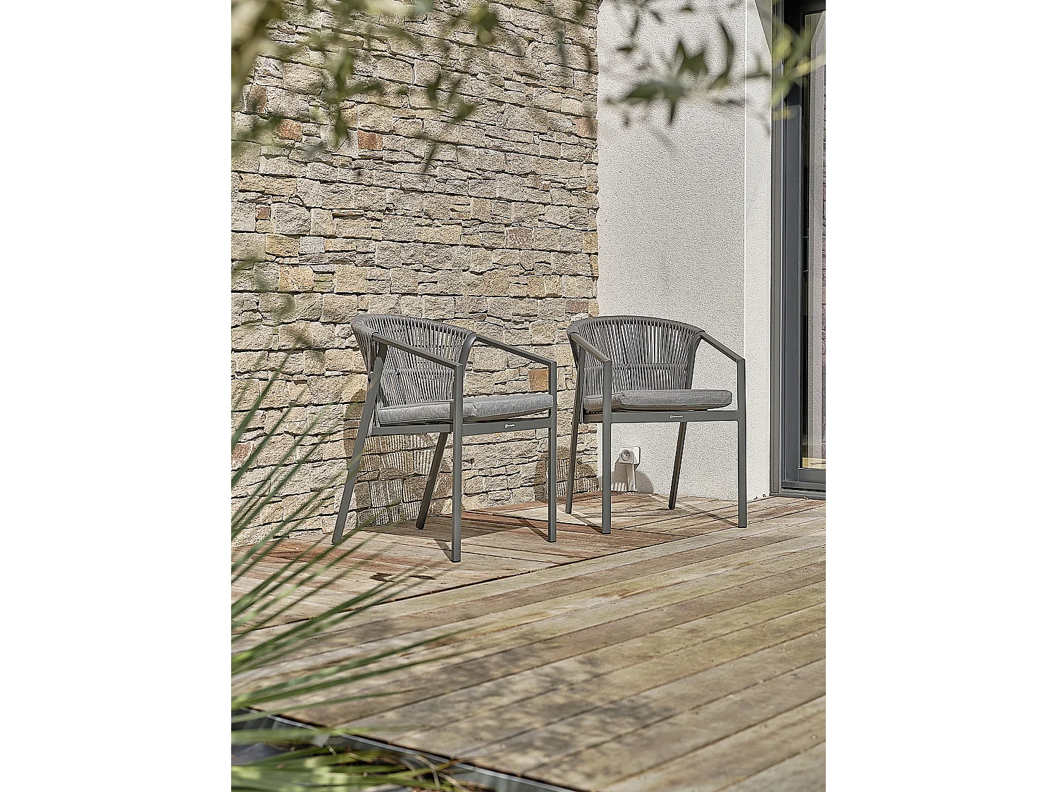 Lot de 2 Fauteuils de jardin - Gris anthracite - GAMBI
