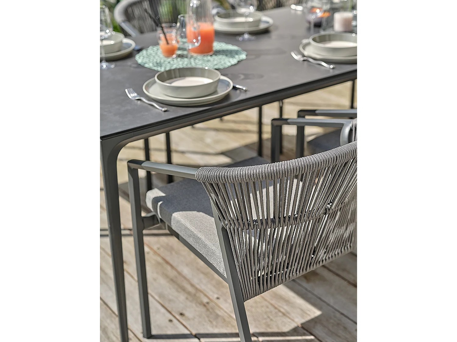 Lot de 2 Fauteuils de jardin - Gris anthracite - GAMBI