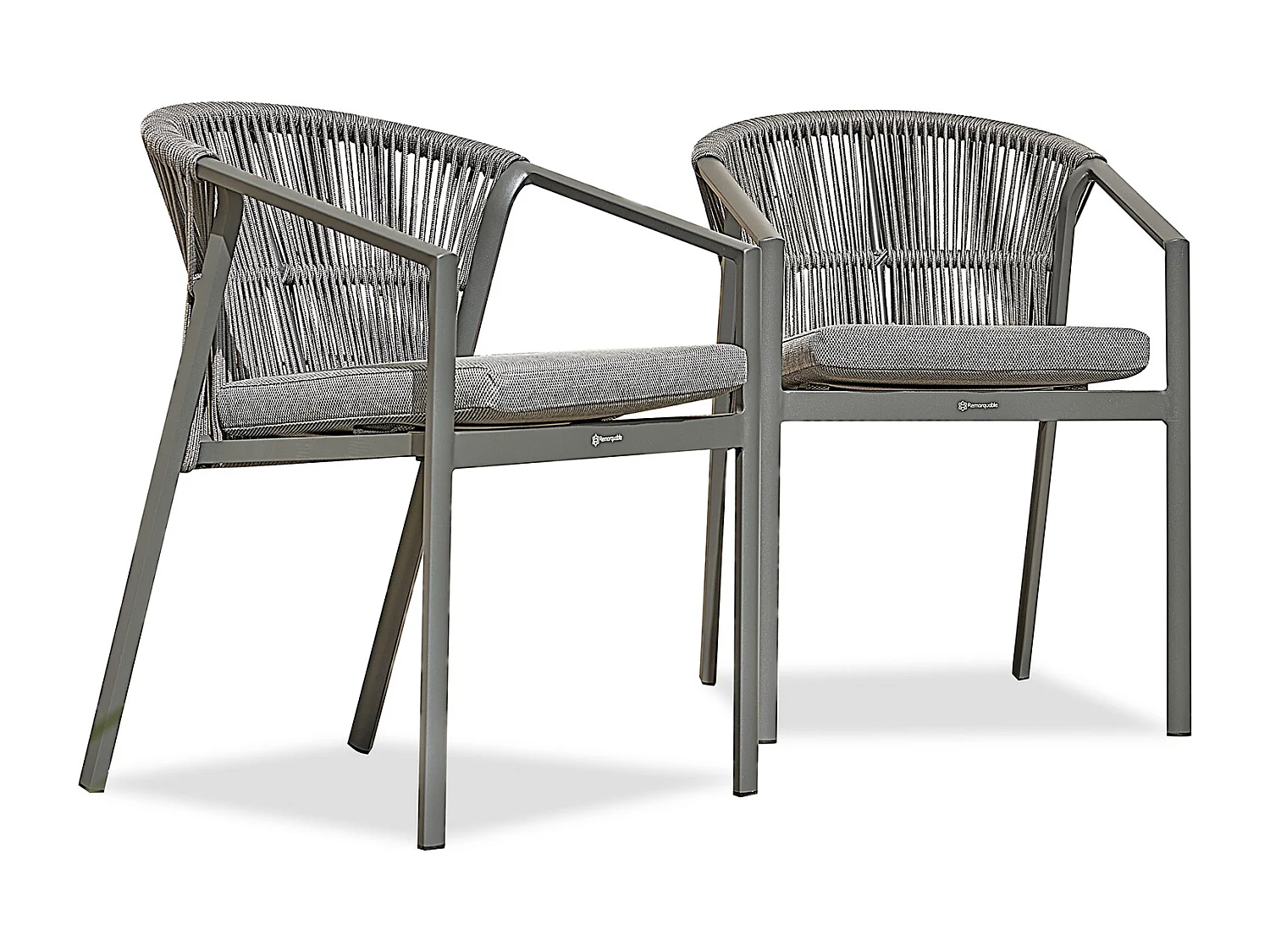 Lot de 2 Fauteuils de jardin - Gris anthracite - GAMBI