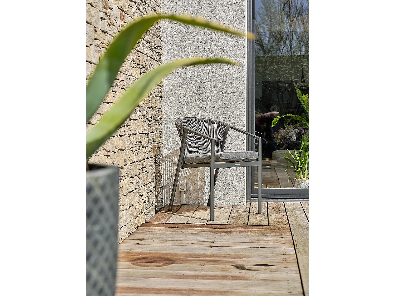 Lot de 2 Fauteuils de jardin - Gris anthracite - GAMBI