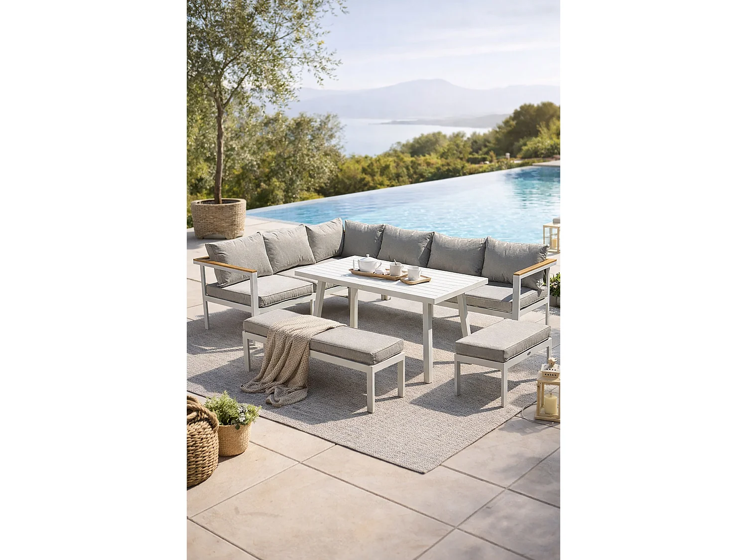 Ensemble repas de jardin 9 places - Blanc - MAJARI