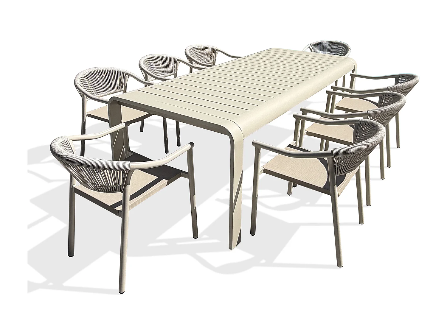 Ensemble repas de jardin en aluminium 8 places coloris grège - HANOI