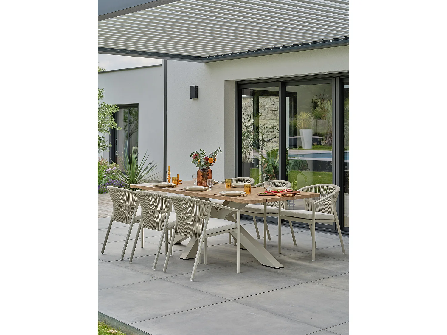 Ensemble repas de jardin 6 places - Grège - KELIA