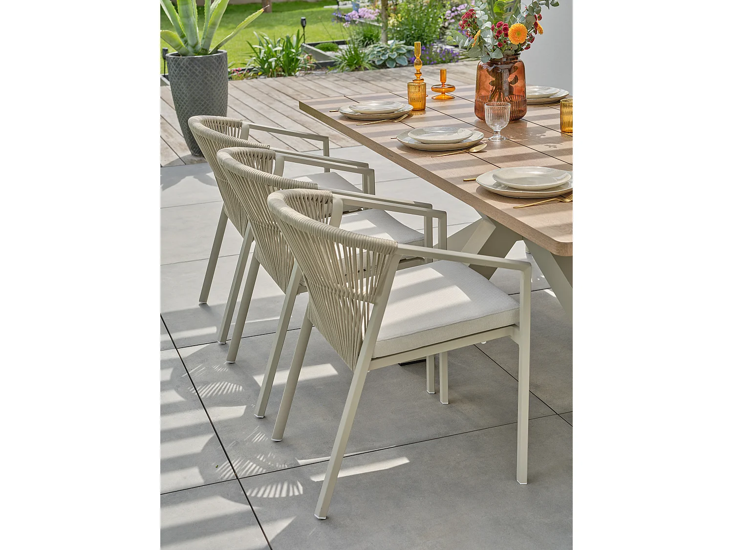 Ensemble repas de jardin 6 places - Grège - KELIA