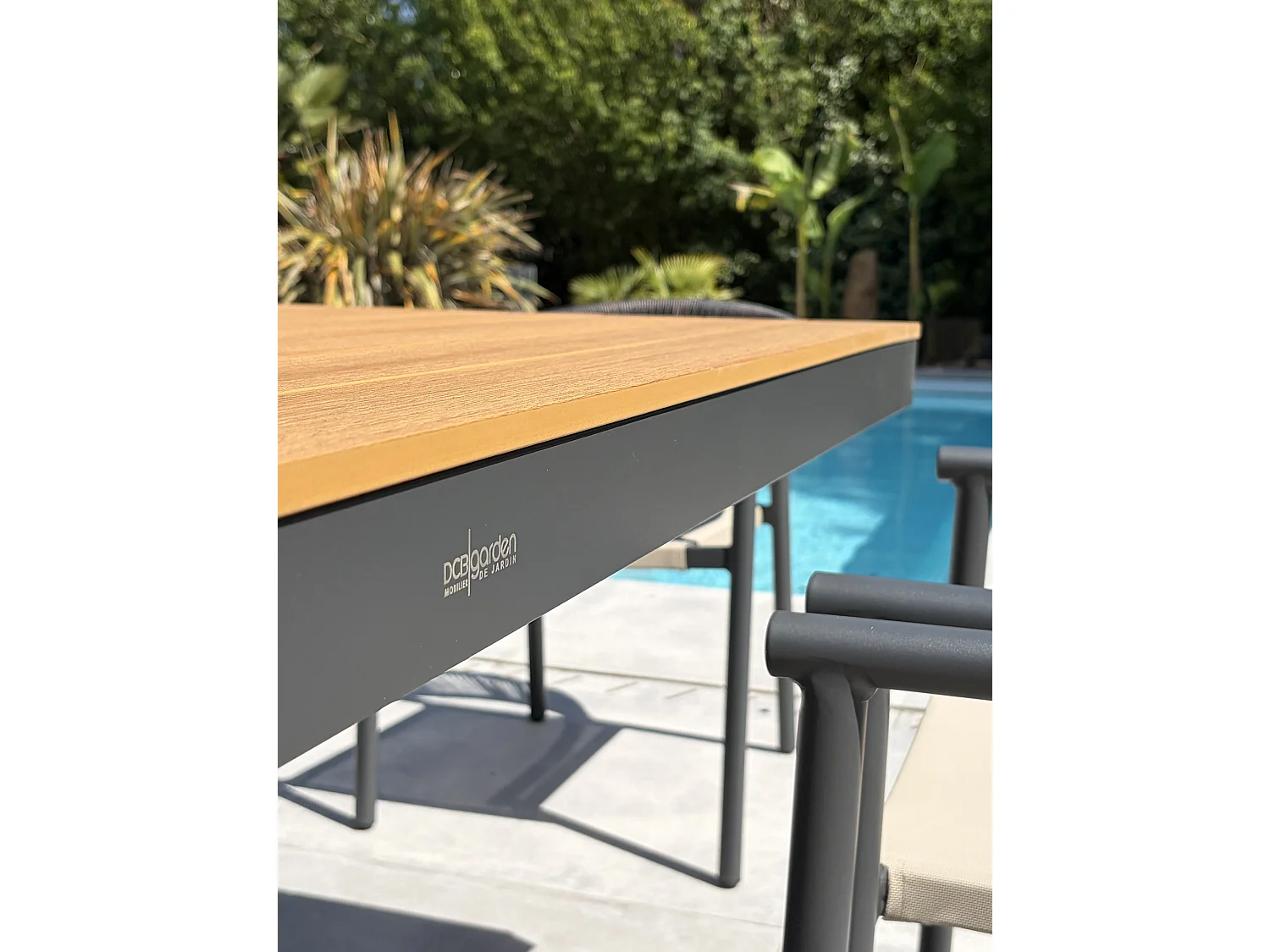 8-sitzige Garten-Essgruppe aus Aluminium – Anthrazitgrau