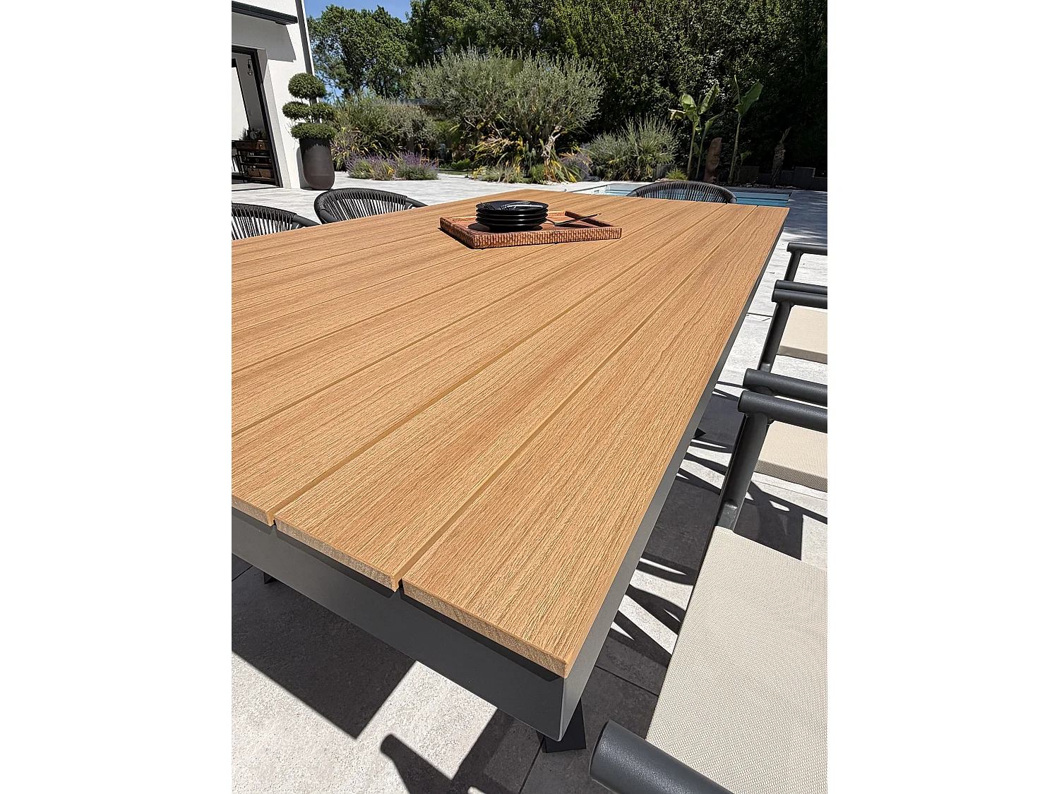 8-sitzige Garten-Essgruppe aus Aluminium – Anthrazitgrau