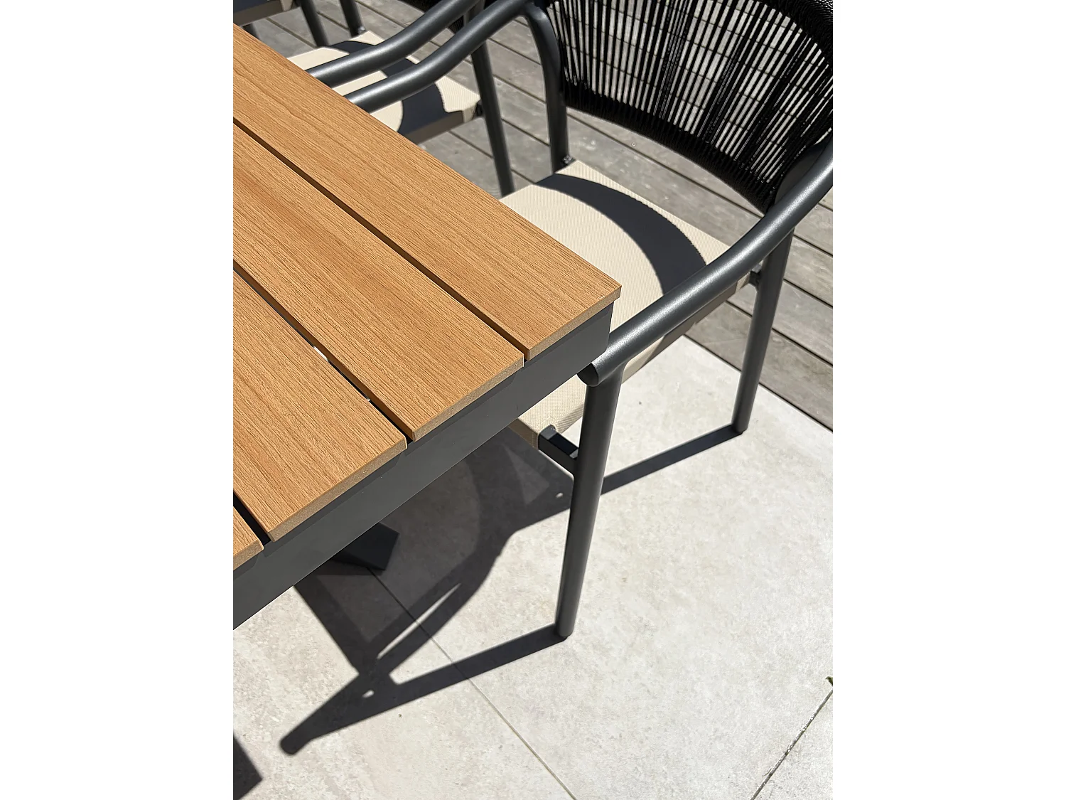8-sitzige Garten-Essgruppe aus Aluminium – Anthrazitgrau