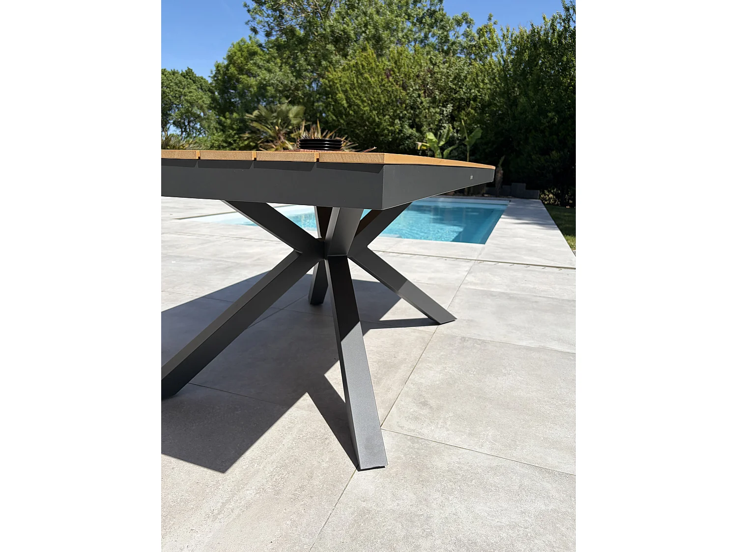 8-sitzige Garten-Essgruppe aus Aluminium – Anthrazitgrau