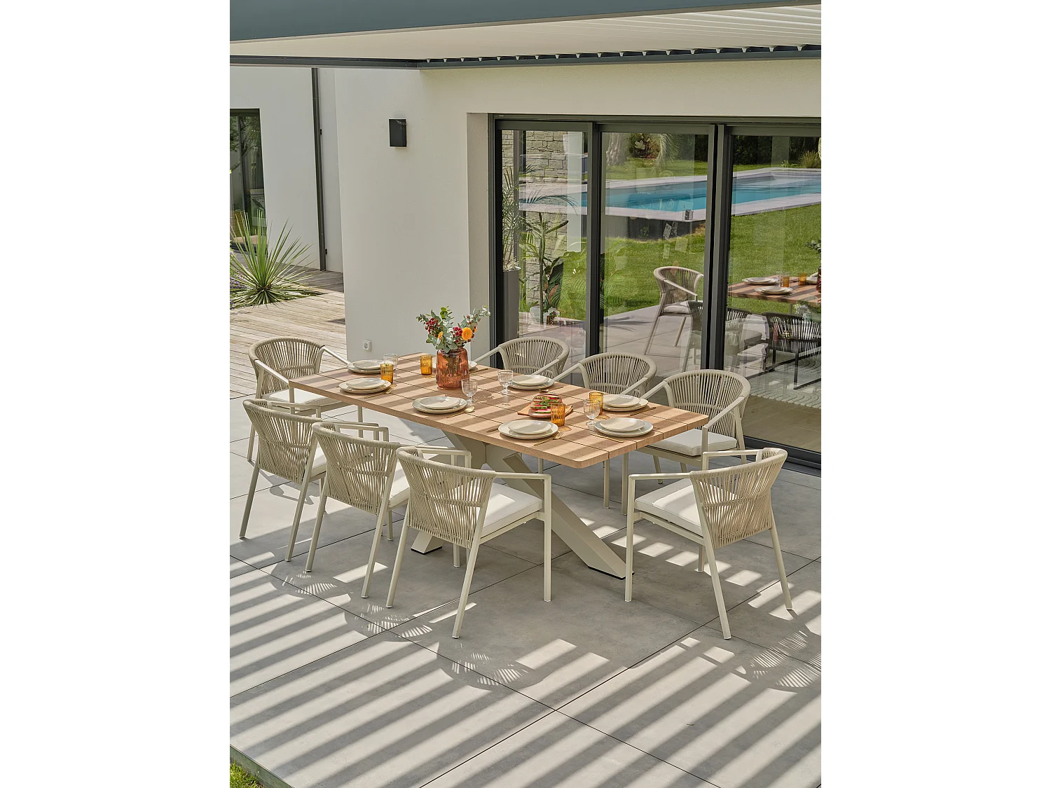 Ensemble repas de jardin 8 places - Grège - KELIA