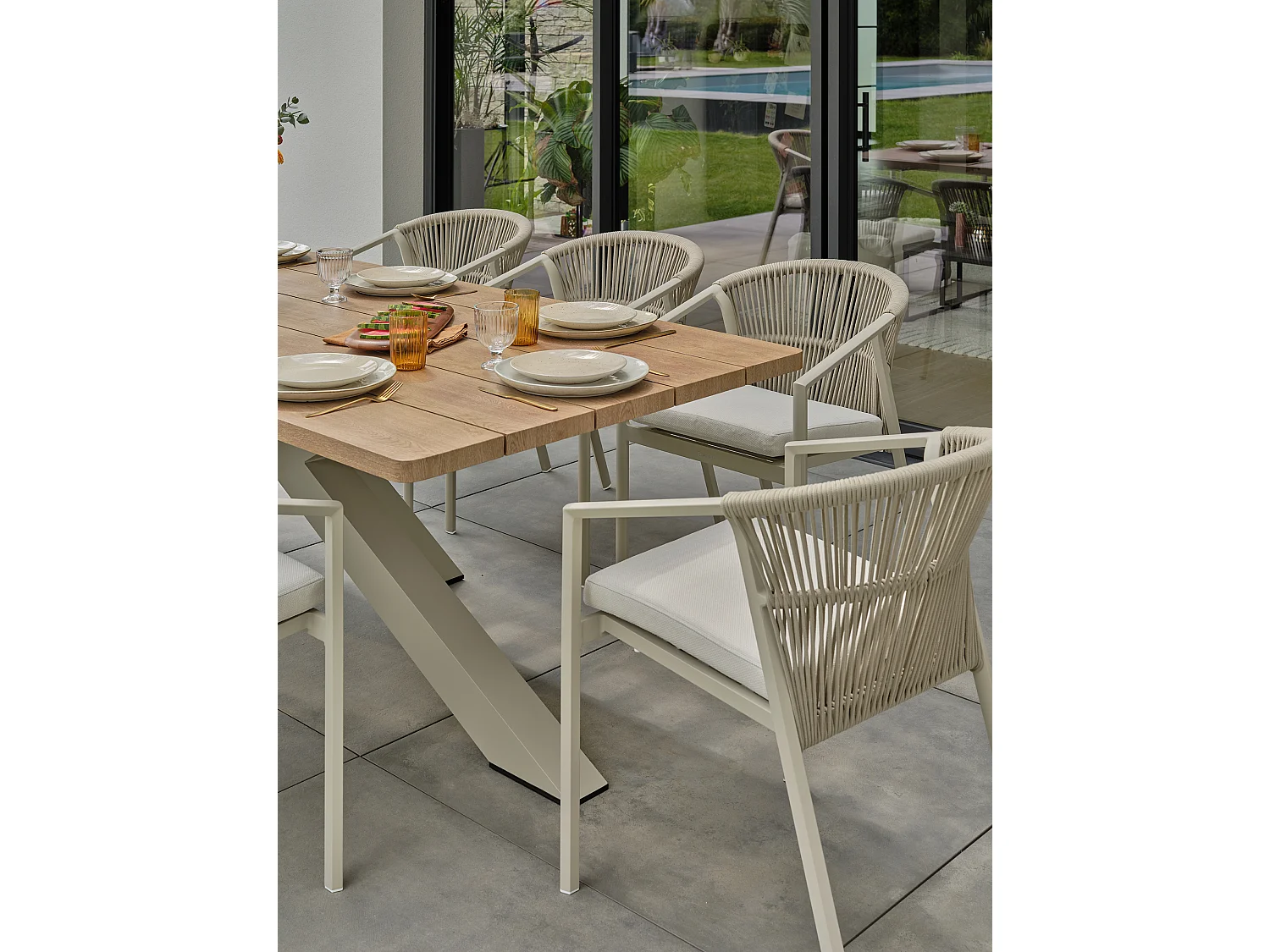Ensemble repas de jardin 8 places - Grège - KELIA