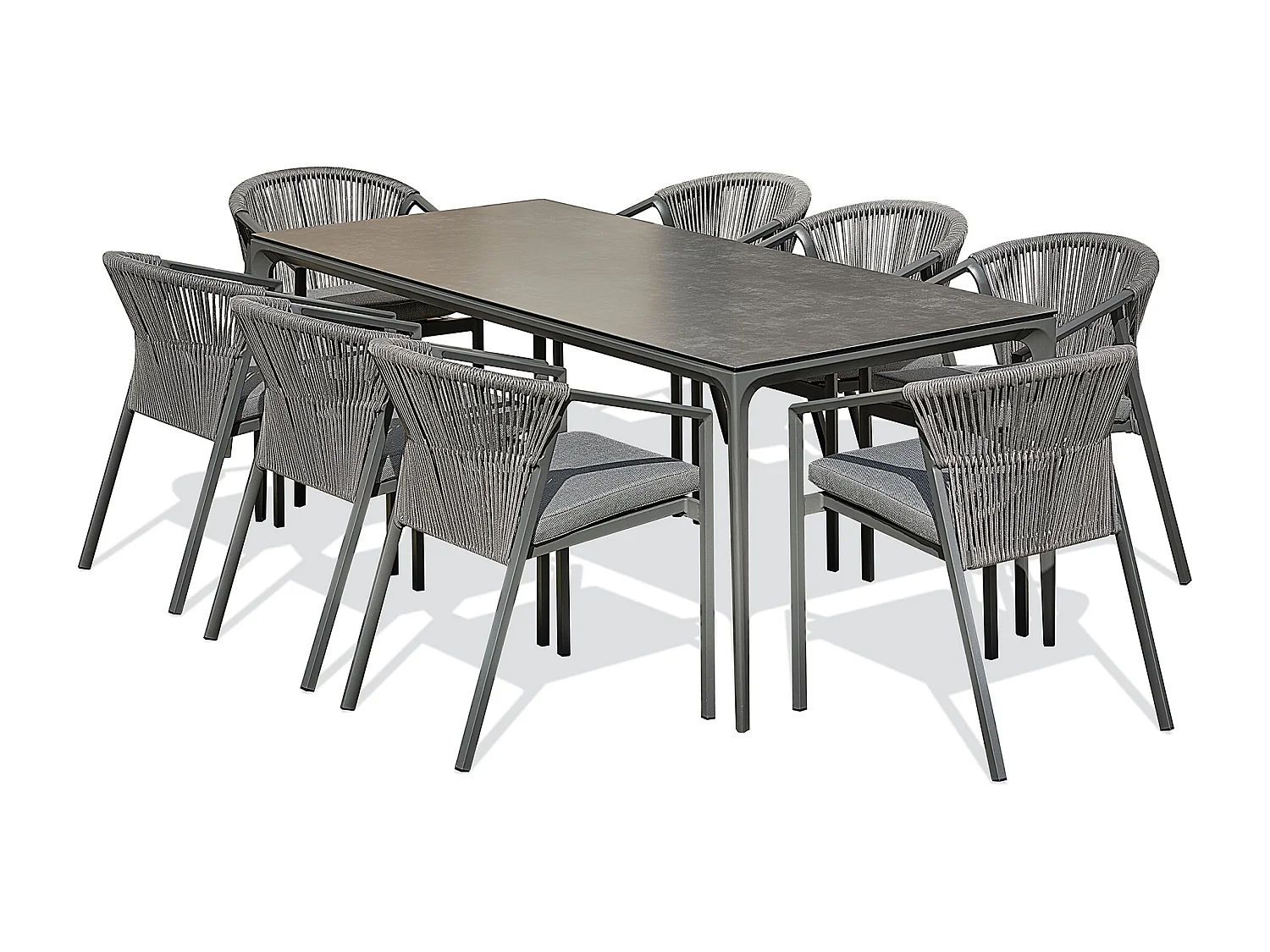 Ensemble repas jardin 8 places en Céramique - Gris anthracite - TIGUA
