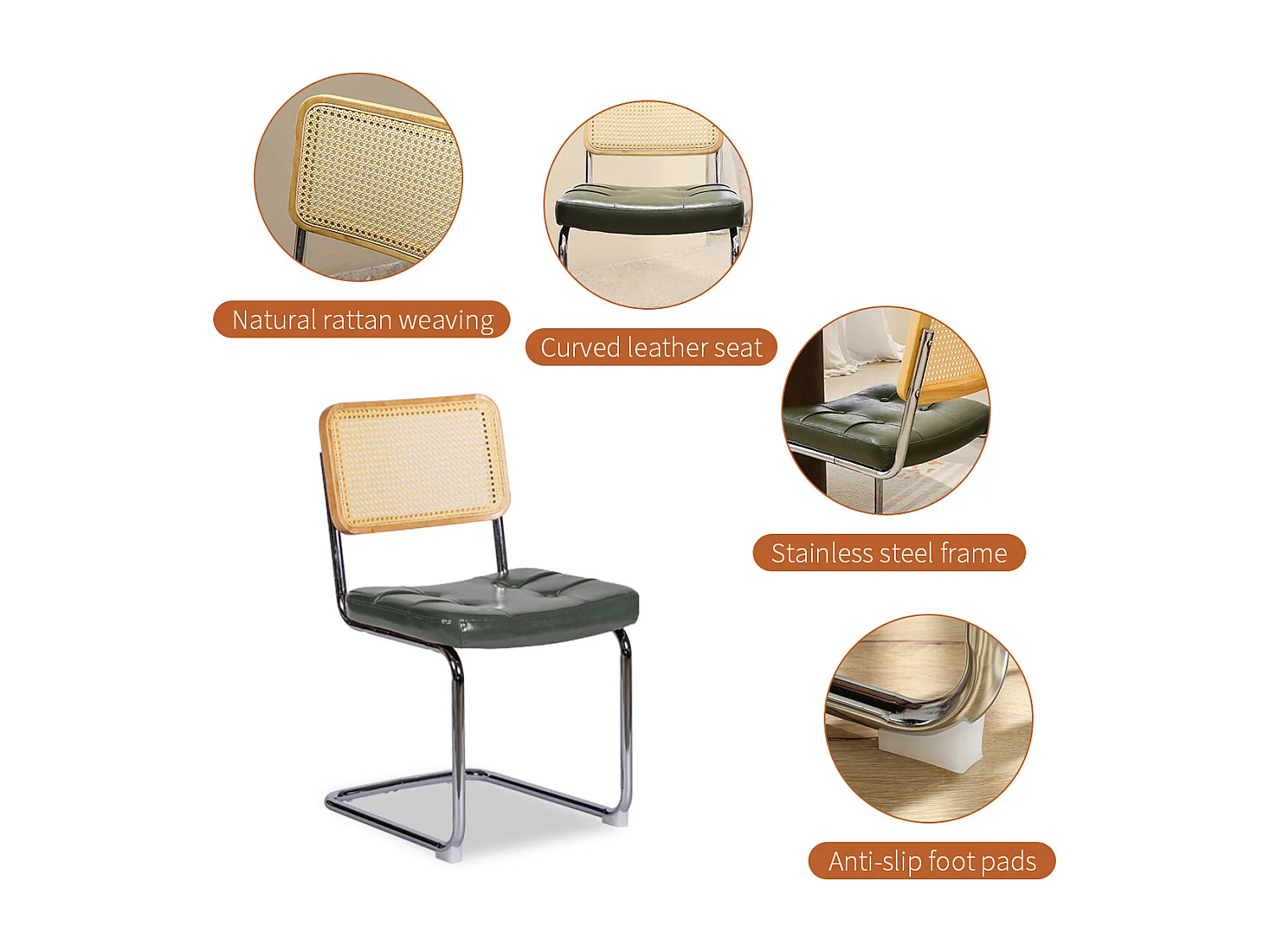 Lot de 2 chaises cantilever style Bauhaus, design moderne confortable et stable – chaise salle à manger, salon, bureau, café, intérieur contemporain