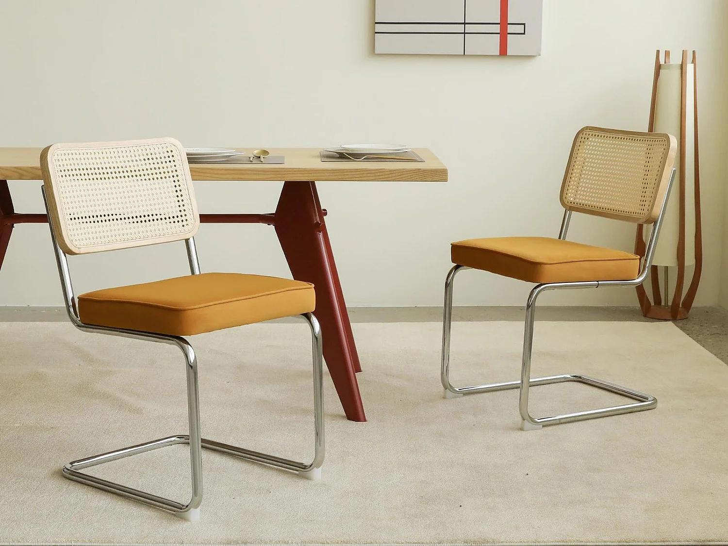 Lot de 2 chaises cantilever style Bauhaus, design moderne confortable et stable – chaise salle à manger, salon, bureau, café, intérieur contemporain