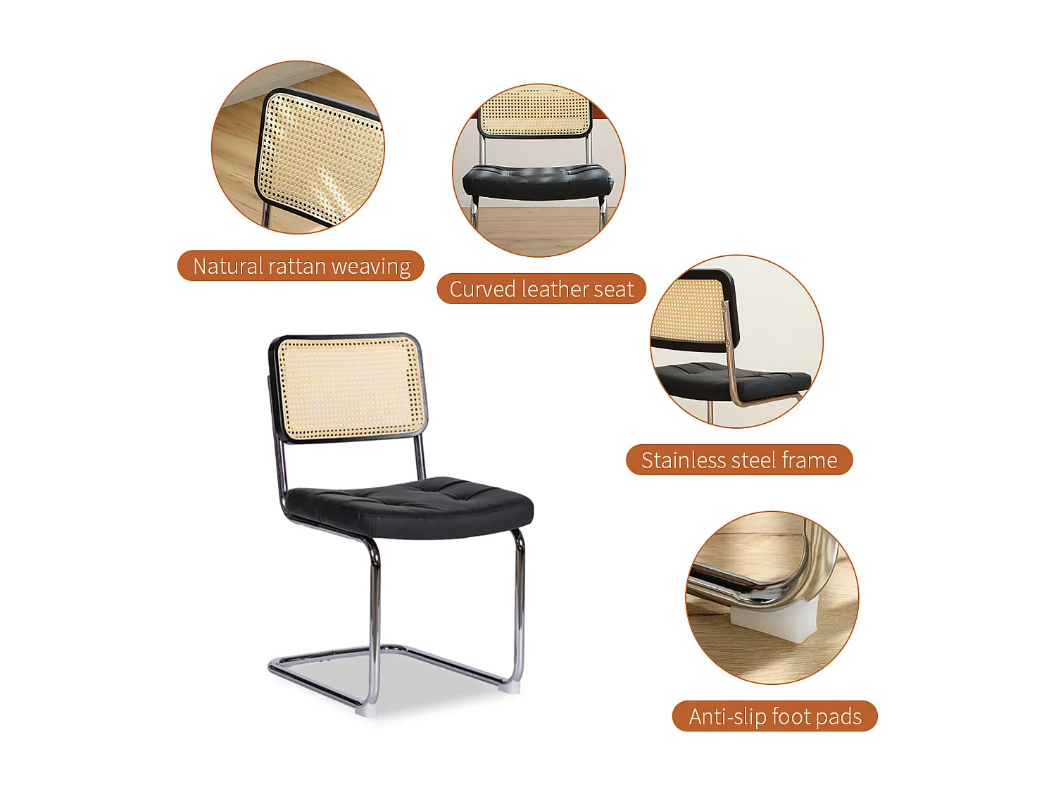 Lot de 2 chaises cantilever style Bauhaus, design moderne confortable et stable – chaise salle à manger, salon, bureau, café, intérieur contemporain