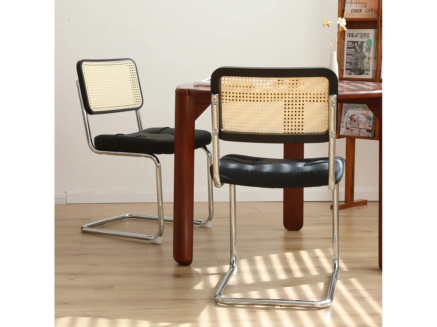 Lot de 2 chaises cantilever style Bauhaus, design moderne confortable et stable – chaise salle à manger, salon, bureau, café, intérieur contemporain