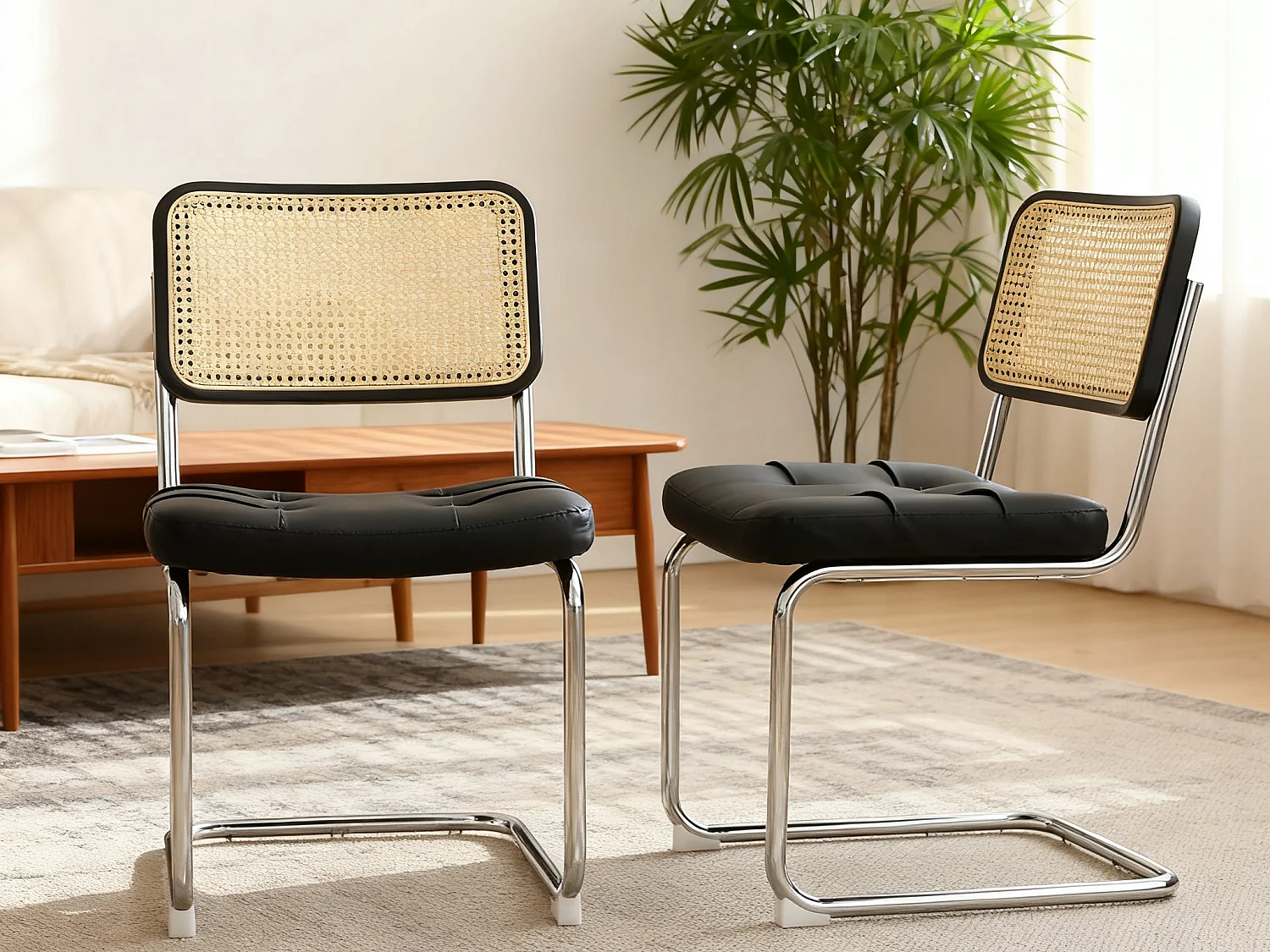 Lot de 2 chaises cantilever style Bauhaus, design moderne confortable et stable – chaise salle à manger, salon, bureau, café, intérieur contemporain