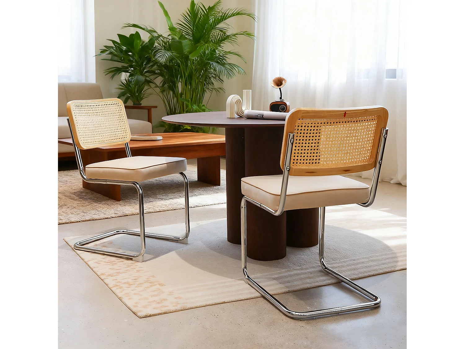 Lot de 2 chaises cantilever style Bauhaus, design moderne confortable et stable – chaise salle à manger, salon, bureau, café, intérieur contemporain