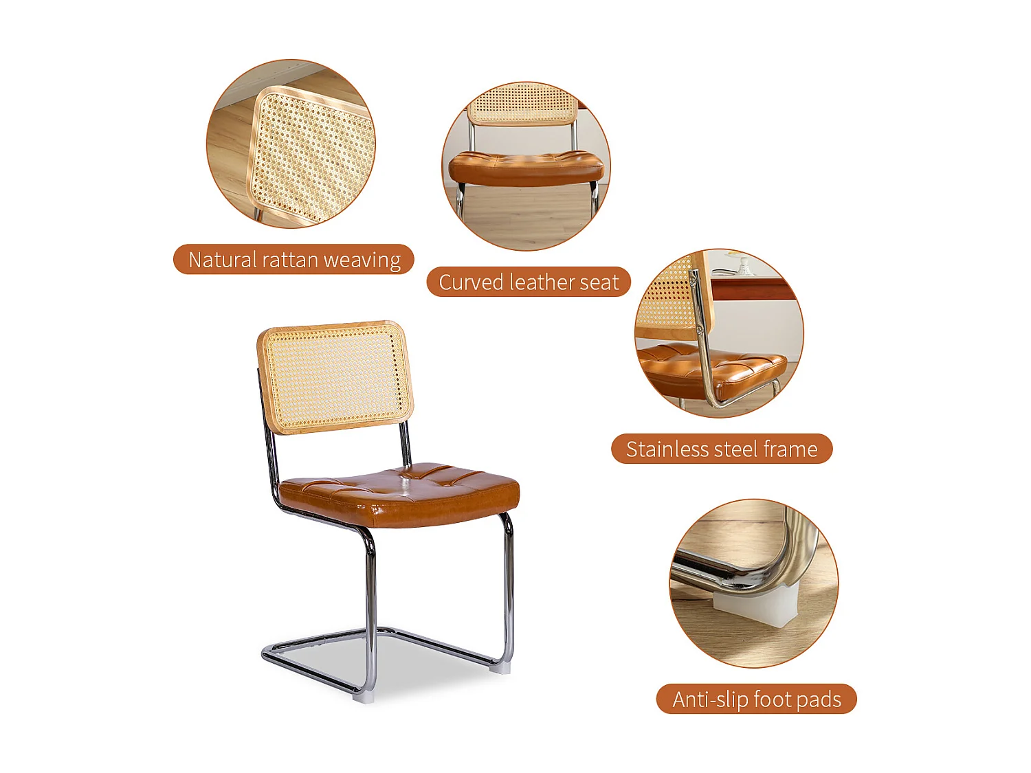Lot de 2 chaises cantilever style Bauhaus, design moderne confortable et stable – chaise salle à manger, salon, bureau, café, intérieur contemporain