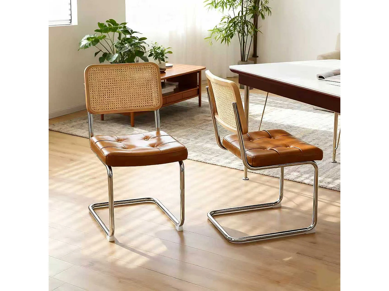Lot de 2 chaises cantilever style Bauhaus, design moderne confortable et stable – chaise salle à manger, salon, bureau, café, intérieur contemporain