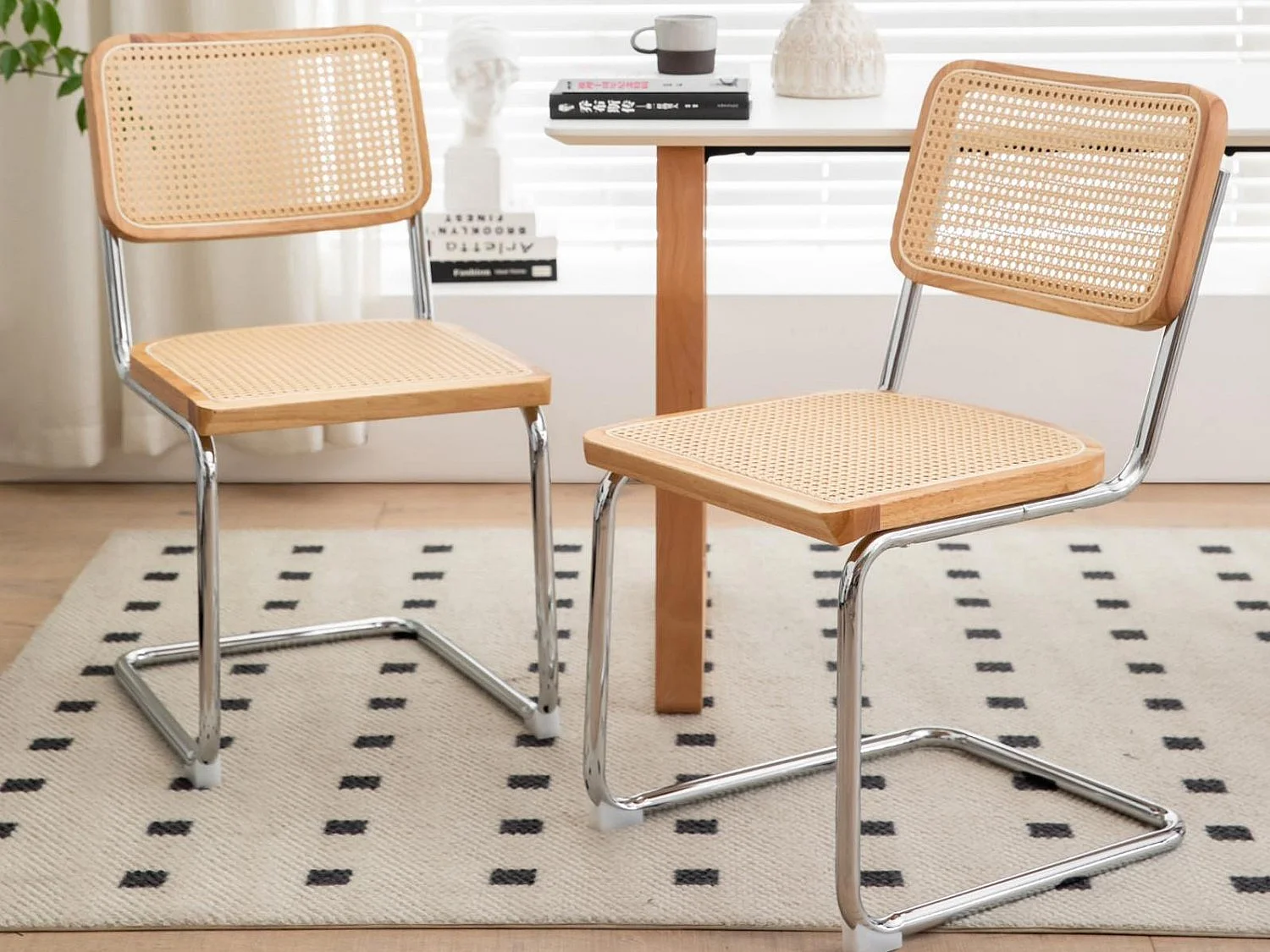 Lot de 2 chaises cantilever style Bauhaus, design moderne confortable et stable – chaise salle à manger, salon, bureau, café, intérieur contemporain