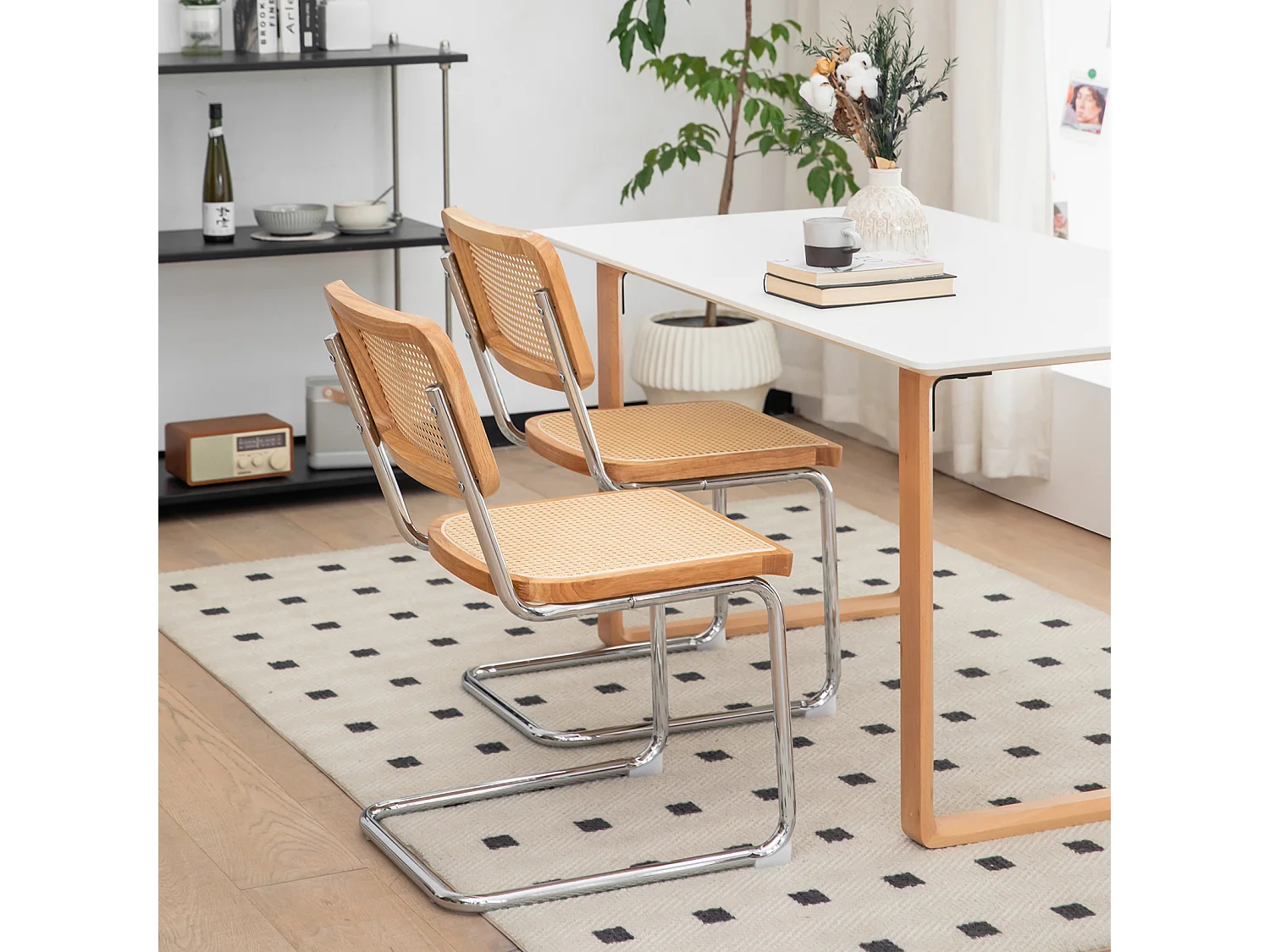 Lot de 2 chaises cantilever style Bauhaus, design moderne confortable et stable – chaise salle à manger, salon, bureau, café, intérieur contemporain