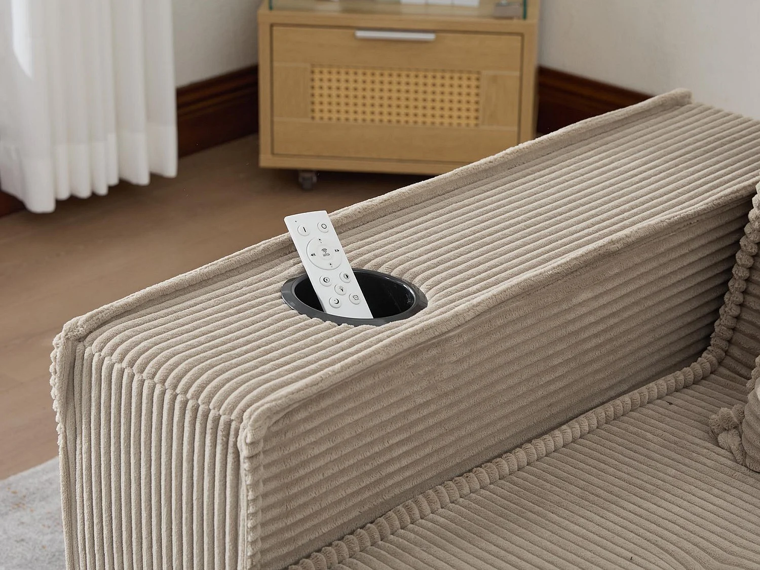 Canapé modulable 2 places convertible lit, mousse haute densité ergonomique, porte-gobelets, rangements, salon chambre bureau