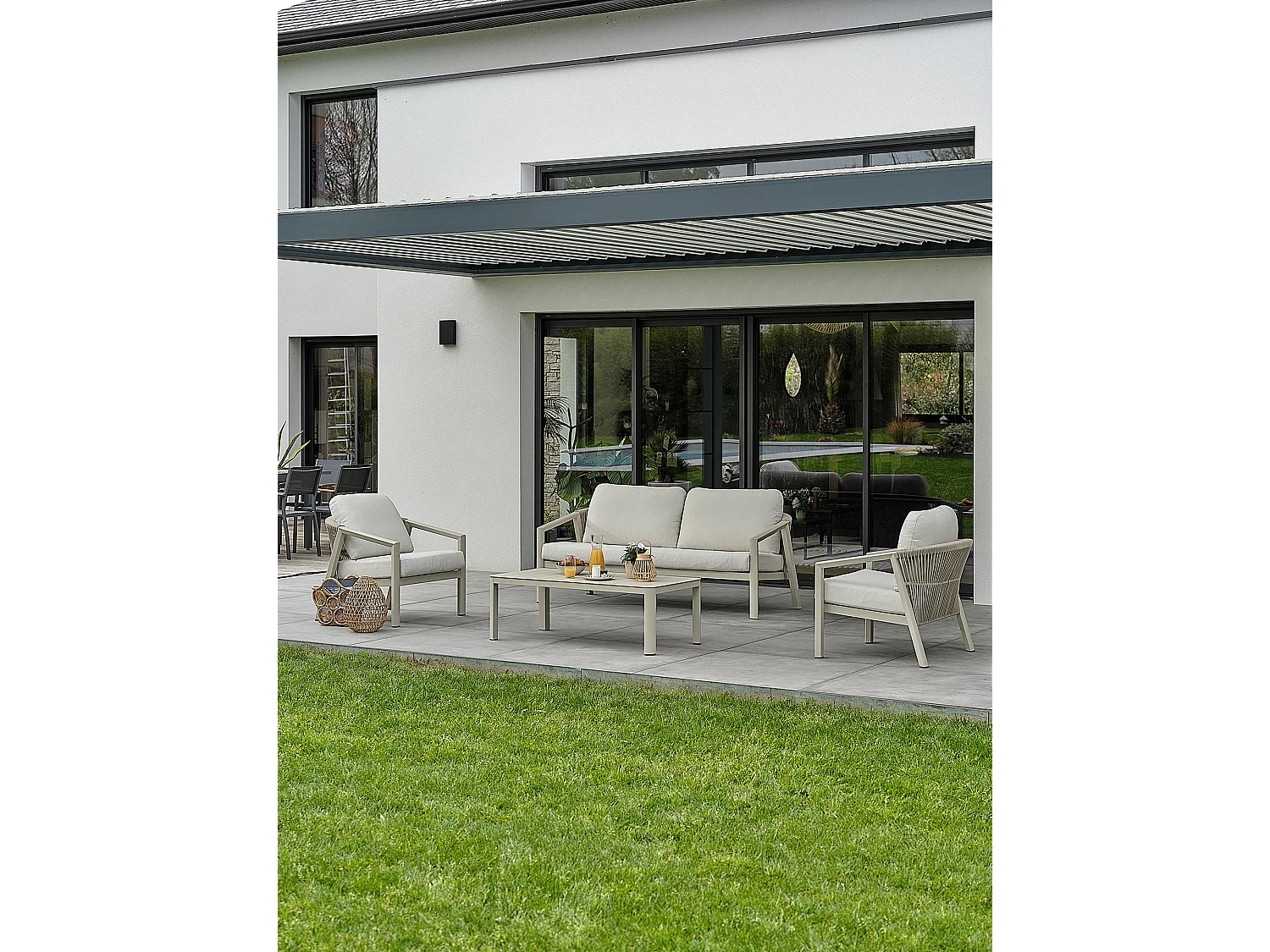 Salon bas de jardin 5 places - Grège - KELIA